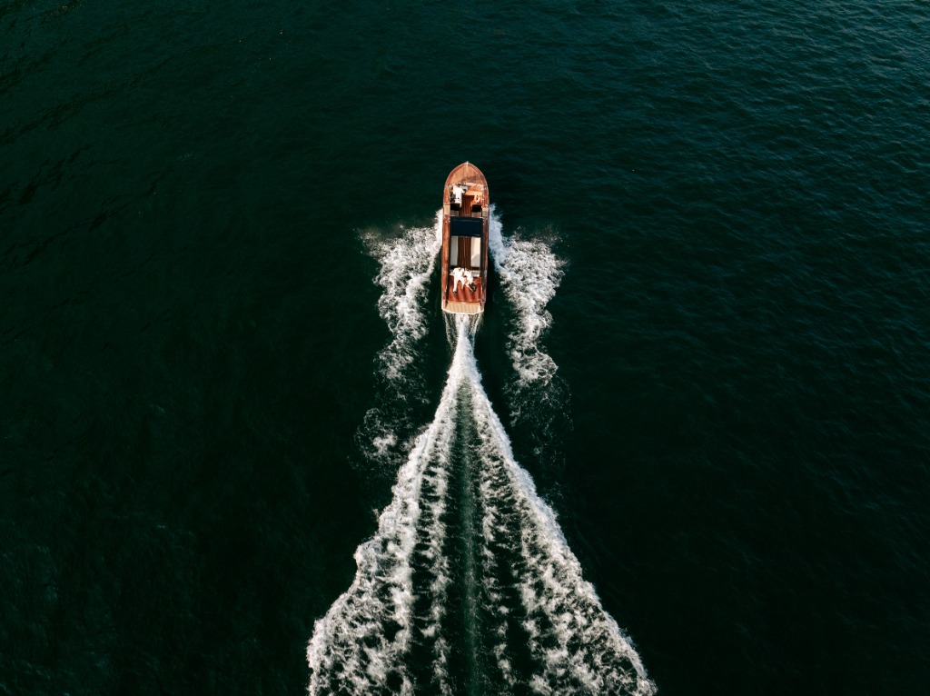 Lake Como Aerial Boat